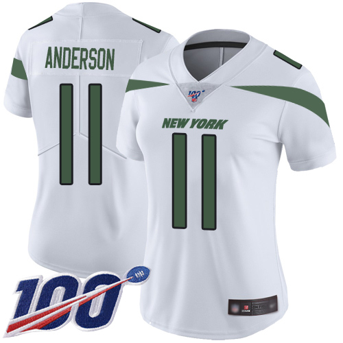 New York Jets Limited White Women Robby Anderson Road Jersey NFL Football 11 100th Season Vapor Untouchable